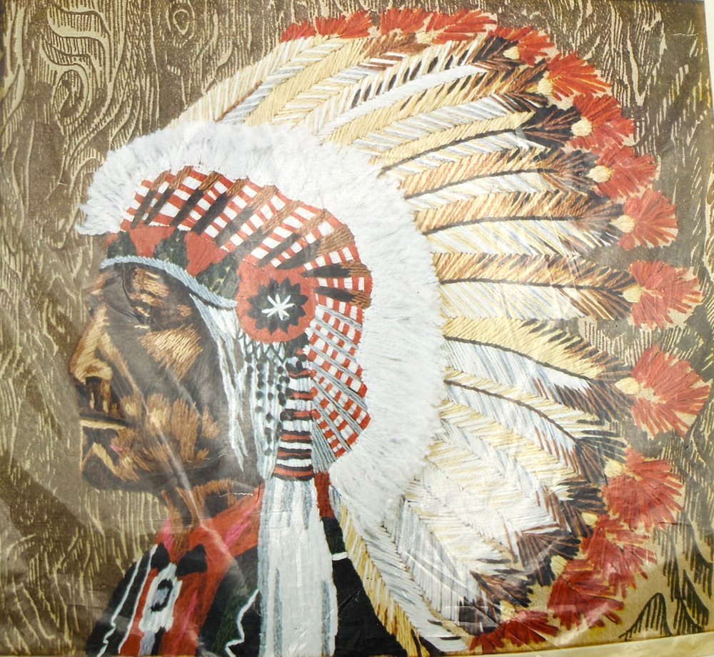 Erica Wilson Columbia Minerva Crewel Kit Cheyenne Chief 7617 Vintage 1975 Opened
